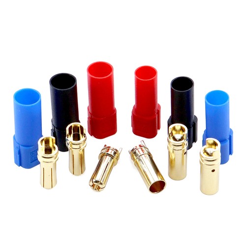 XT150 6MM Bullet Connector Male/Female 60A Lipo Battery Plug Set Red/Black/Blue - Picture 2 of 17