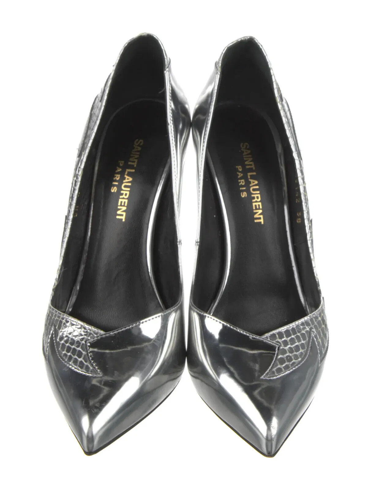 Décolleté in pelle argento Saint Laurent taglia 8 IT 38 ottime condizioni