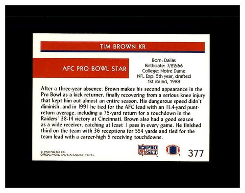 TIM BROWN HUGE YOU PICK LIST SEE SCANS OF EVERY CARD OAKLAND RAIDERS NOTRE DAME - Picture 52 of 474