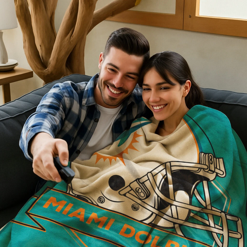 Miami Dolphins football Plush Blanket, Soft & Warm