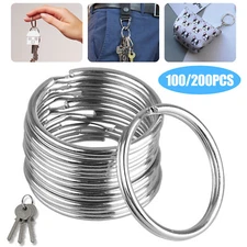 200/100pcs 25mm Stainless Steel Key Ring Rustproof Split Round Ring DIY Keychain