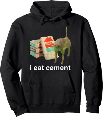 I Eat Cement Cursed Cat Funny Oddly Specific Dank Unisex Hooded Sweatshirt