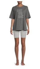 Secret Treasures Women s Saturday T-Shirt and Bike Shorts Set 2-Piece Dark Grey