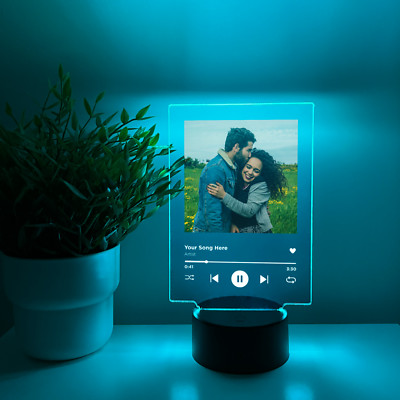 Personalized Photo Song Frame Lyrics Music Album Cover LED Light Up & 16 Colors!