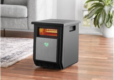 MAINSTAYS HT1168 1500W Freestanding 4-Element Infrared Cabinet Heater  (Black)