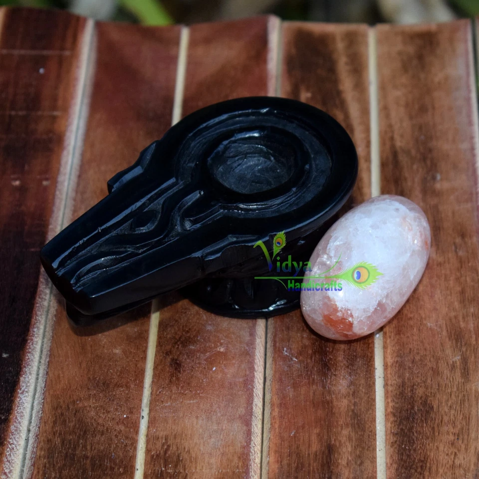 Piedra de candado de mármol base Yoni con lingam de sal del Himalaya arte de decoración de templo para el hogar Foto 3 de 4