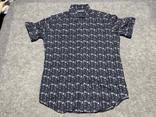 Robert Graham Button Up Blue Collar Floral tulip Pattern Shirt Medium Cotton