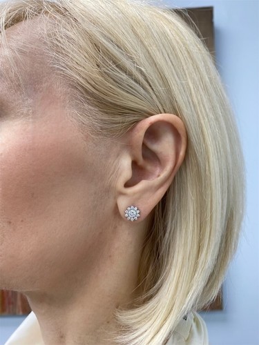 Boucles d'oreilles clous diamant taille brillant ronds cultivés en laboratoire or 14 carats 1 carat - Photo 5 sur 11