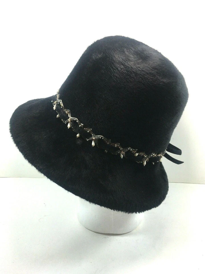 Sombrero de piel Coralie vintage para mujer hecho en Unión 16010 importado en EE. UU. Italia Foto 3 de 4
