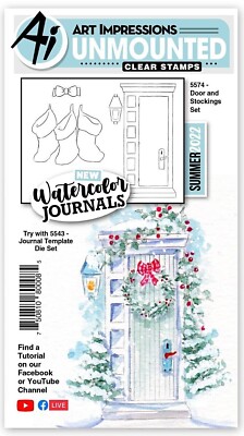Art Impressions Watercolor Cling Clear Stamp Set Door and Stockings