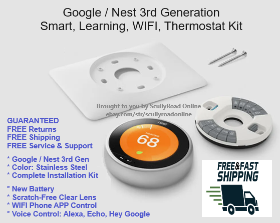 DISCOUNT WORKING KIT Google Nest 3rd Gen Thermostat WIFI Stainless Steel  T3007ES