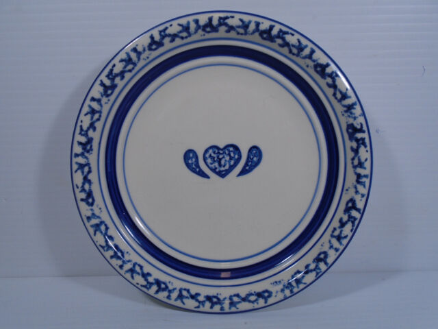 Hearts and Bands Set of 6 Tienshan Sponge-Blue salad plates