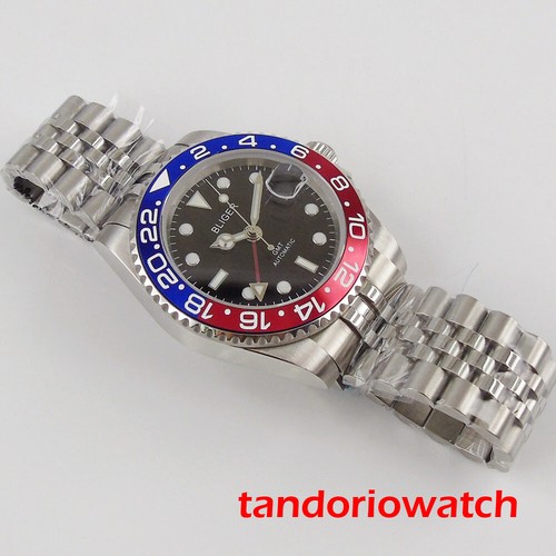 BLIGER auto men wristwatch GMT stainless steel auto date automatic movement - Picture 5 of 6