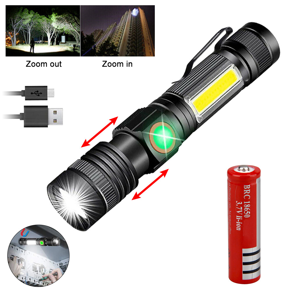 Torcia LED super luminosa luce di lavoro magnetica USB torcia zoomante ricaricabile