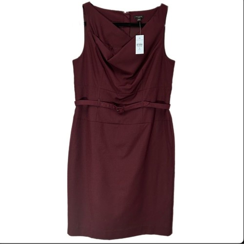 Abito tubino nuovo con etichette Ann Taylor The Belted Cowl rosa malva donna taglia 8 Petite - Foto 2 di 15