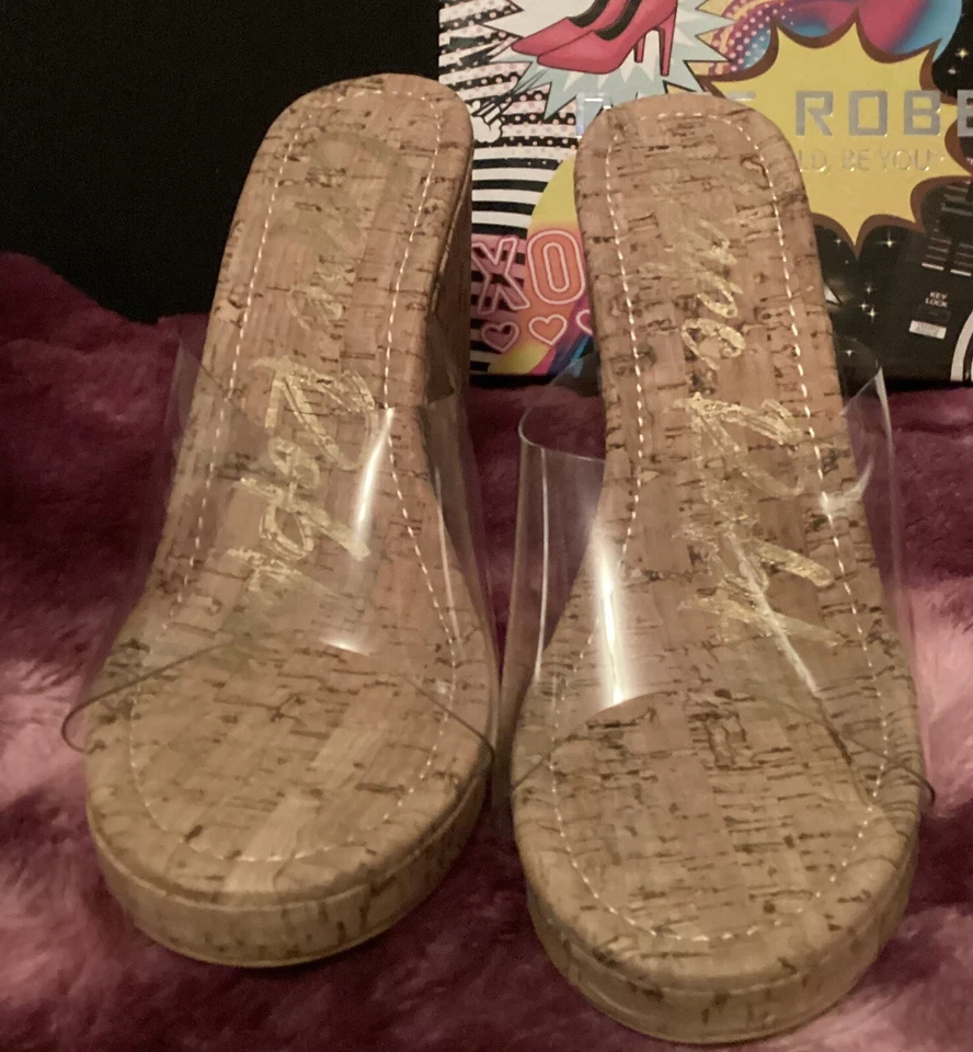 Cape Robbin прозрачный пробковый клиновидный каблук размер 9 - Изображение 2 из 4