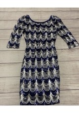 Crystal Doll Small Blue 3/4 Sleeve Scalloped Sequin Bodycon Mini Party Dress