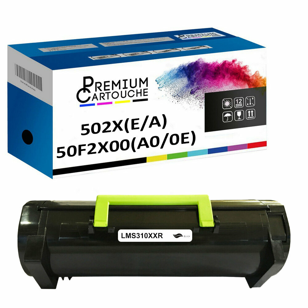 Toner 502X noir compatible Lexmark pour imprimante de bureau grand volume