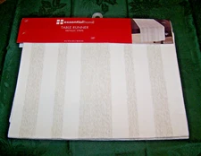 Kmart Essential Home Cream Table Runner With Gold Metallic Stripes Brand New