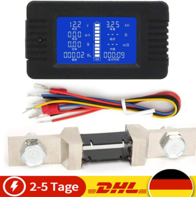 LCD DC Monitor Volt Amperemeter Meter Batterie Anzeige Tester Shunt 100A 0-200V