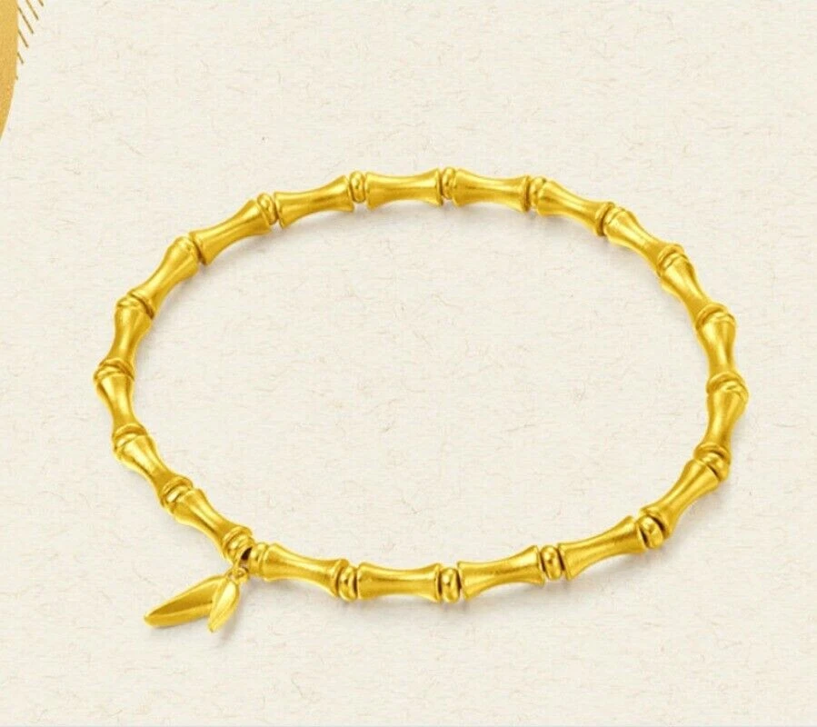 Solid Pure 999 24K Yellow Gold Lucky Bamboo Bracelet Gold Women Bangle Solid Pure 999 24K Yellow Gold Lucky Bamboo Bracelet Gold Women Bangle