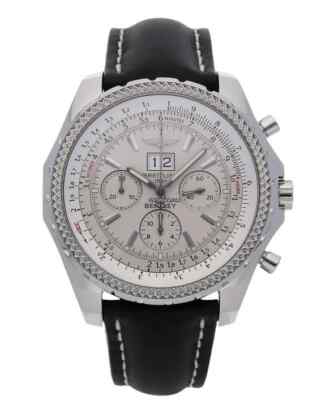 Breitling Bentley Steel on Black Leather Strap with White