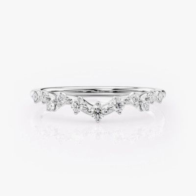 18K White Gold Diamond Band 0.20 Carat Round Cut 1.5 MM Lab Created E F  VVS2