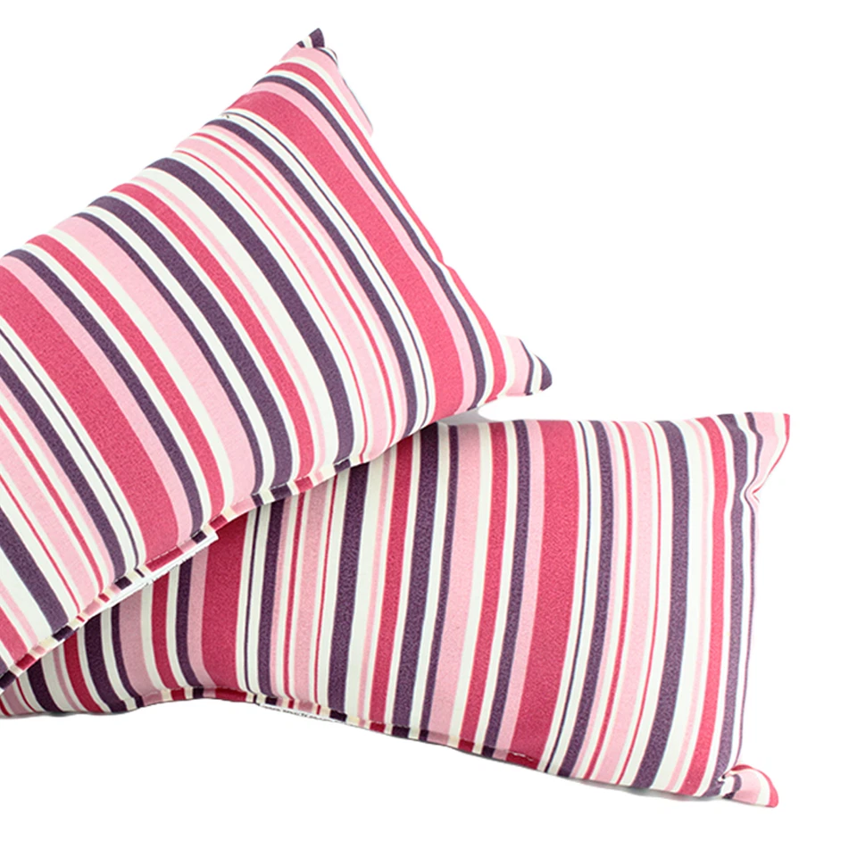 Juego de 2 - Almohadas lumbares rectangulares para exteriores 100 % poliéster a rayas ciruela 10" x 19" Foto 3 de 4