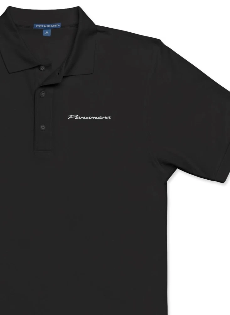 Porsche Panamera Polo Shirt Embroidered - Emblem Script Logo on Soft Golf Shirt