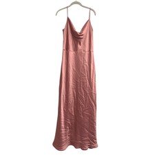 Jenny Yoo Formal Bridesmaid Maxi Dress Rose Pink Satin Cowl Neck Size 16