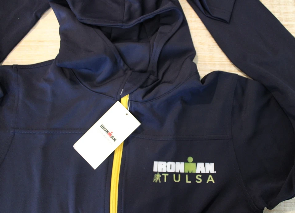 Ironman Tulsa Official Finishers Jacket Hoodie Full Zip Men's Small NWT Navy - Image 2 of 4