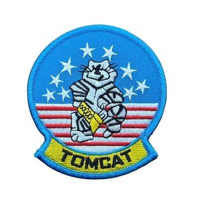 Tomcat 3 inch Round Embroidered Patch - Iron-On F1D2K