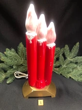 Vintage Christmas~ Blow Mold Lighted 3 Candle Candolier~ Empire Plastics~ #2