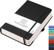AHGXG Thick Journal Lined Notebook - 320 Numbered Pages for A5, Black