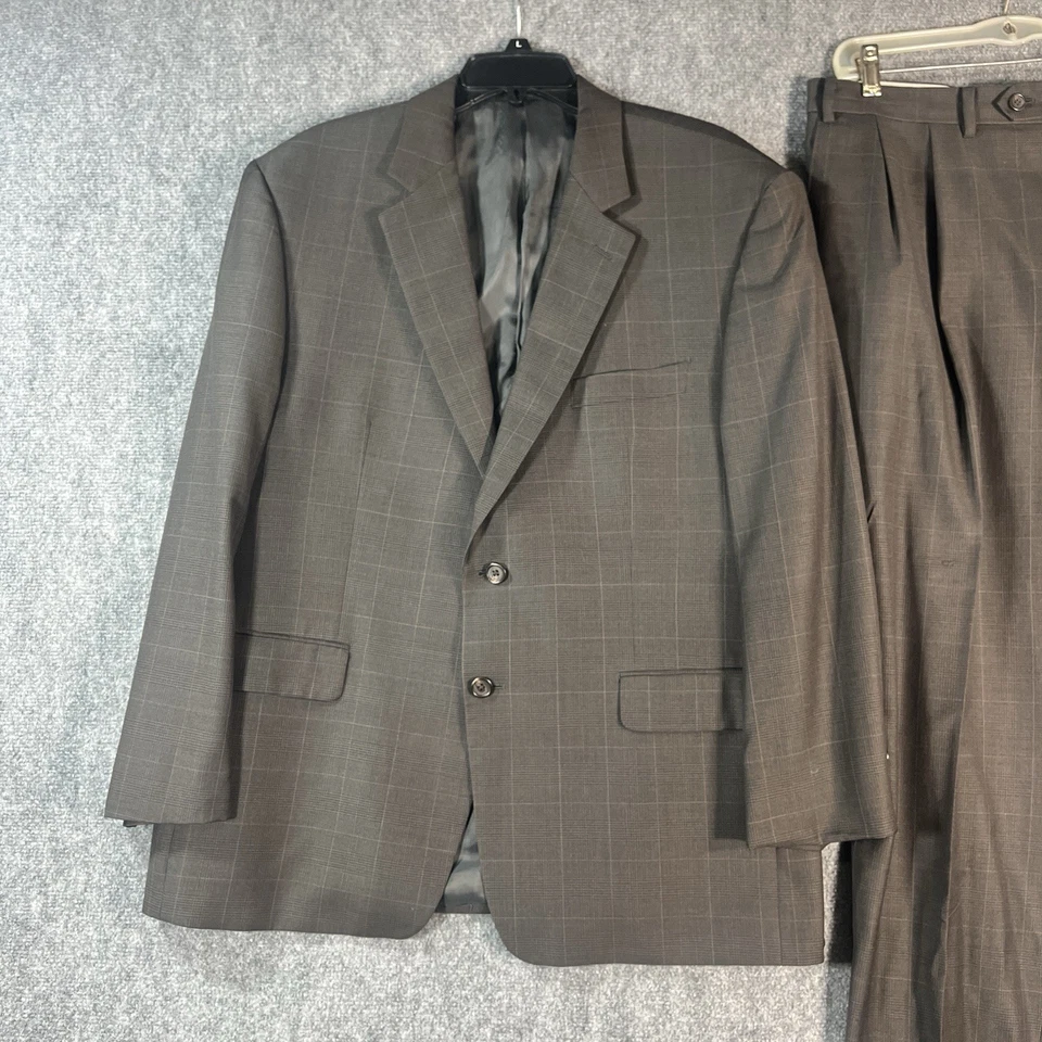 Lauren Ralph Lauren 男式 2 件套套装 46S 羊毛灰色格子夹克外套 42x31 — 第 2/4 张图片