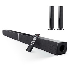 HoYLluDLL Bluetooth Soundbar 2-in-1 Detachable with Remote Control – Black