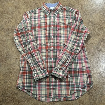 Brooks Brothers Regent Red Plaid Long Sleeve Dress Shirt Non Iron Men s Size M