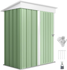 5X3Ft Garden Shed, Steel Small Shed, Outdoor Lean-To Shed with Adjustable Shelf,