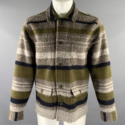 TODD SNYDER Größe M Tan Olive Gemusterte Streifen Baumwoll Chore Jacke