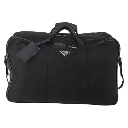 Prada Vintage Boston Nylon Black Travel Bag