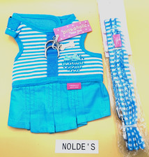 Pinkaholic (M) Blue/white Striped Dress Harness with matching leash DS245B1TF665