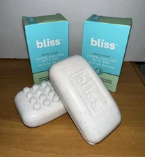 Bliss Minty Scrub Super-Cooling Hydrating & Exfoliating Bath Bar 5 oz LOT of 2