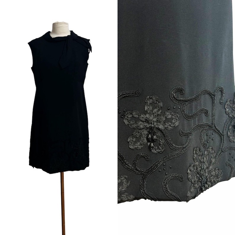 1960s Cocktail Dress / 1960s Party Dress / 1960s Evening Dress / Size Large-image