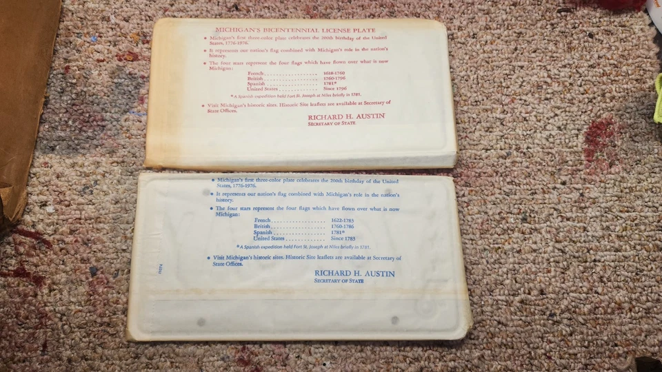 1976 Мичиган номерной знак двухсотлетие последовательные пары #7613AY - #7650AY - Изображение 2 из 4