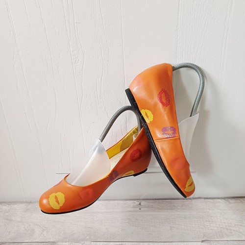 Zapatos Vendula London Talla 5 Naranja Brillo Estampado Labial Cuña Tacón Corte - Imagen 2 de 15