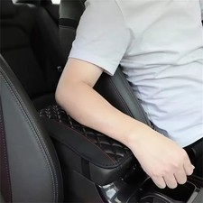 Leather Car Armrest Cushion Cover Center Console Blue Red Black Purple Wine