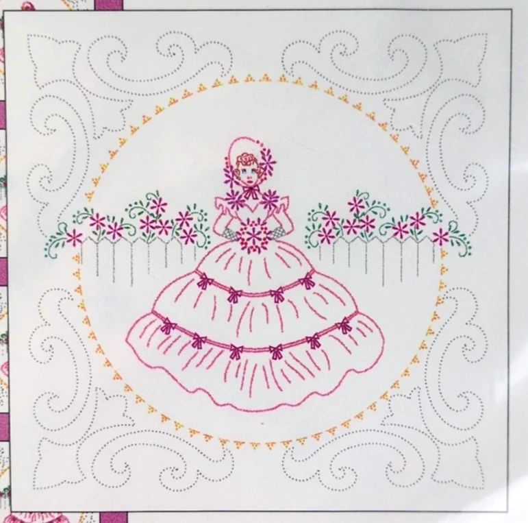 Lot of 4 Jack Dempsey Stamped Quilt Blocks LADY #164 18"x18" 24 Blocks One Open - Image 4 of 4