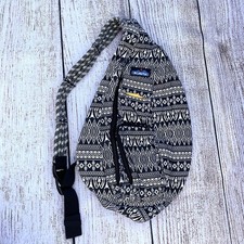 KAVU Rope Sling Bag Crossbody Backpack Black White Aztec Hiking Travel