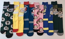 Family Guy TV Socks Men's Casual Crew Socks 6 Pairs Mens Size 8-12 Bioworld NEW