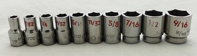 MATCO SA106TB 10 PC 1/4'' DRIVE SAE 6 POINT CHROME SOCKET SET 3/16 - 9/16''